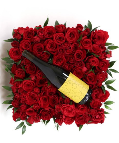 Gift Crate, Red Roses, Wine