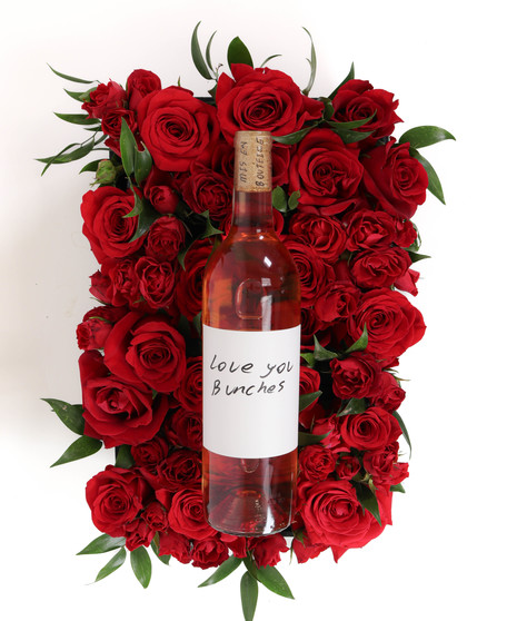 Gift Crate, Red Roses, Wine